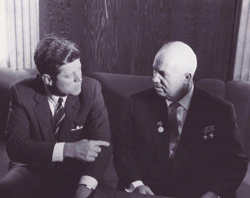Khrushchev and Kennedy meet for the Vienna summit.